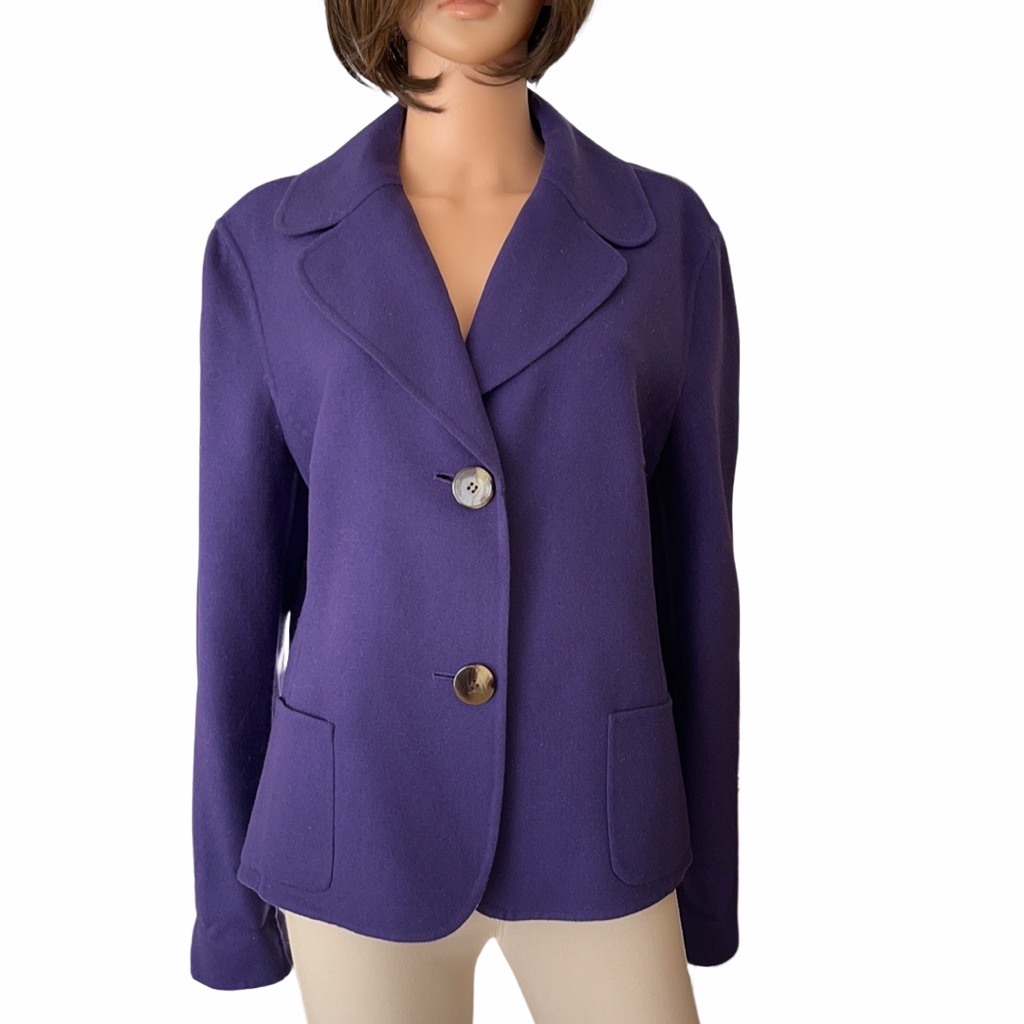 Vintage Talbots Double-Faced Purple Wool Blazer Jacket Size 20